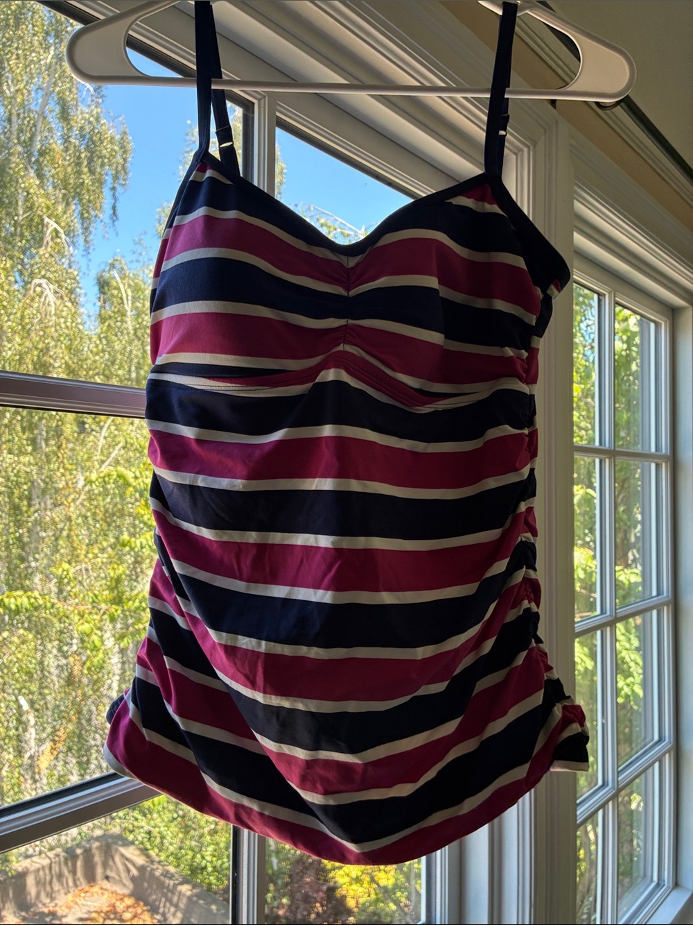 Tommy Bahama Navy, Pink & White Striped Tankini Top